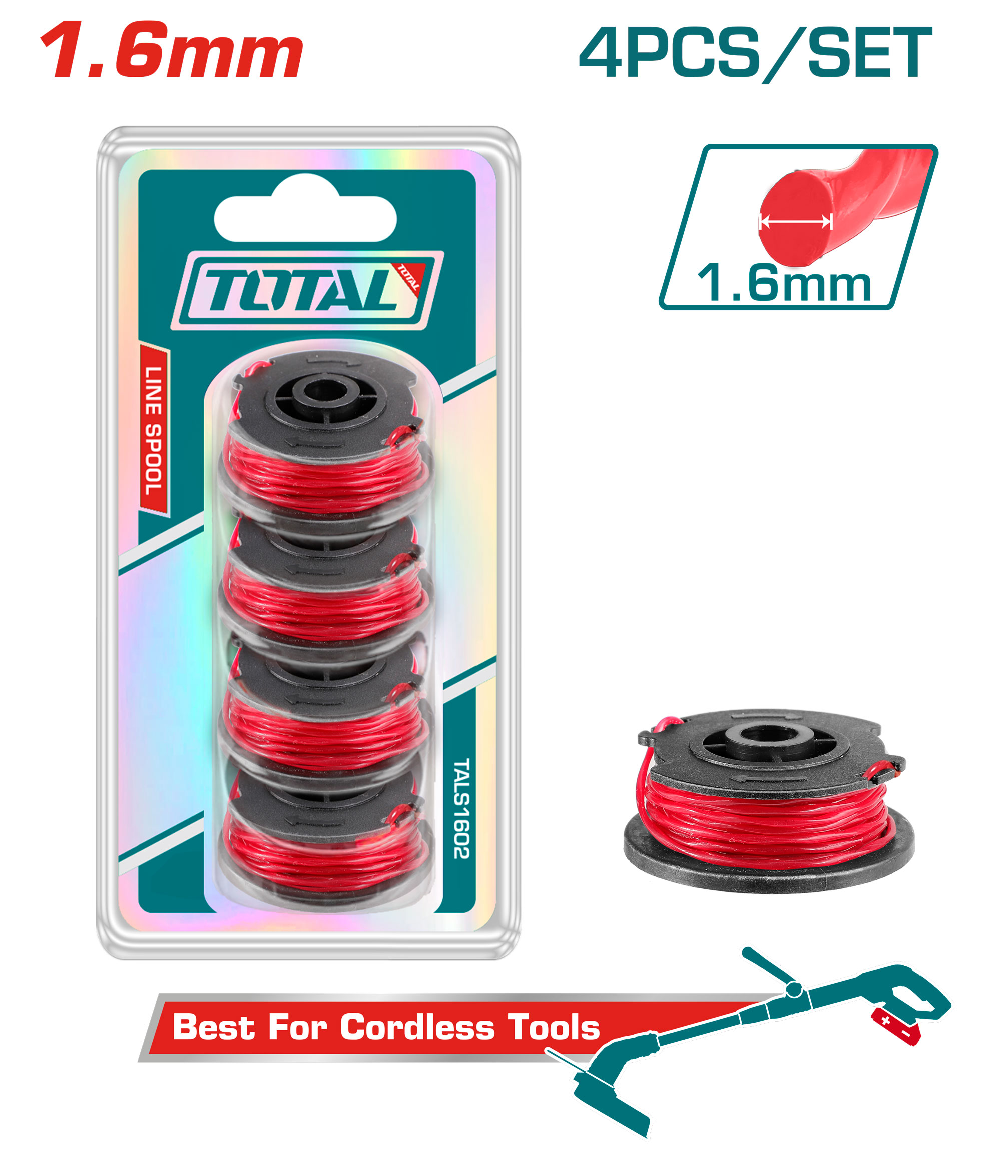 Set De Carrete De Hilo Para Bordeadora Total 1.6mm